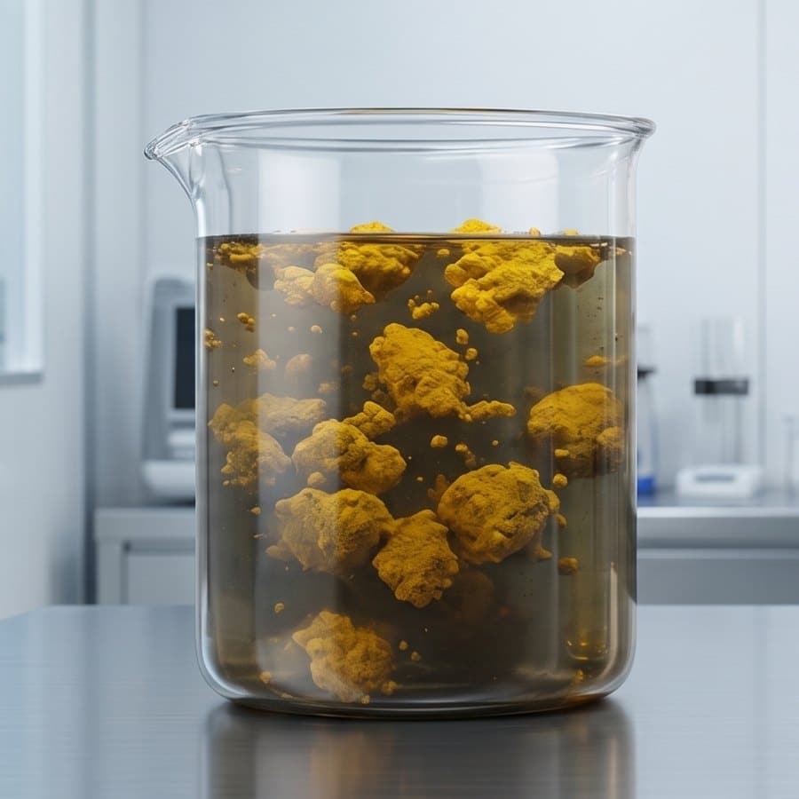 Curcumin biasa — partikel besar dan menggumpal